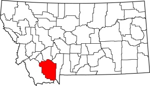 Map of Montana highlighting Madison County