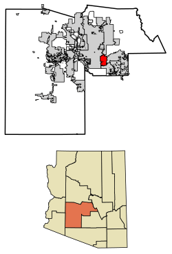 Location of Tempe in Maricopa County, Arizona