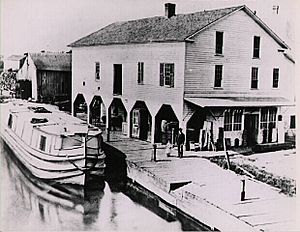 Miami and Erie Canal, at Rupps Store, Waterville, Ohio, 1888 - DPLA - 79a6031bd1406e93fe906cb7c5ee388b