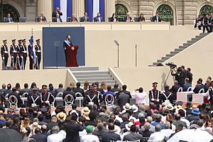 Nayib Bukele talks at his inauguration ceremony