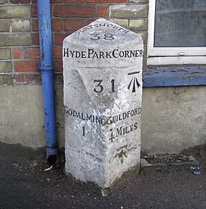 Old Milestone by the A3100, Meadrow, Godalming (geograph 6038113)