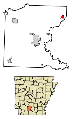 Location of Bearden in Ouachita County, Arkansas.