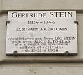 Plaque Gertrude Stein, 27 rue de Fleurus, Paris 6