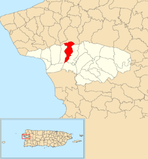 Location of Quebrada Larga within the municipality of Añasco shown in red