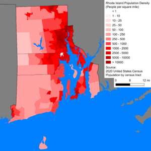 Rhode Island population density 2020