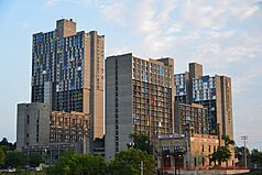 Riverside Plaza and Mixed Blood Theatre at sunset 2014-08-09.jpg