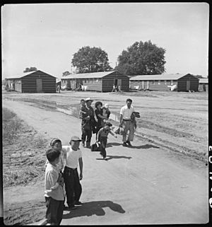 Sacramento, California. Another family of Japanese ancestry has just arrived at this Center by bus. . . . - NARA - 537796