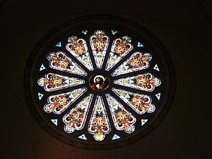 Saint Thomas the Apostle Church (Ann Arbor, Michigan) - interior, rose window, Christ