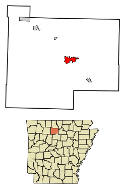 Location of Marshall in Searcy County, Arkansas.