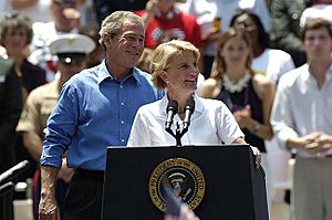Shelley Moore Capito introduces President George W. Bush during his visit to West Virginia