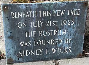 Sidney F Wicks - paque from Yew Tree Greendale Farm recognising his starting of The Rostrum