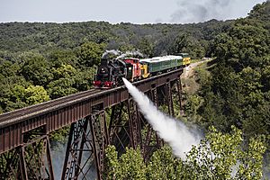 Steam train crosses the Bass Point Creek Bridge