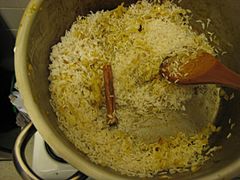 The making of Biriyani-Frying the rice-Step 2