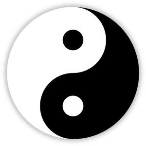 Traditional yin and yang with dots