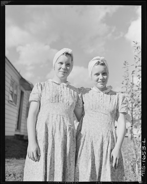 Twin daughters of miner. Koppers Coal Division, Kopperston Mine, Kopperston, Wyoming County, West Virginia. - NARA - 540893