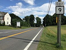 2016-08-25 15 32 26 View east along West Virginia State Route 9 (Hedgesville Road) at Rumbling Rock Road in Hedgesville, Berkeley County, West Virginia