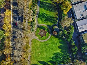 Aerial perspective of the Star-shaped garden bed in Alexandra Gardens