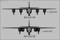 Arado Ar 234V6 and Ar 234V8 front-view silhouettes
