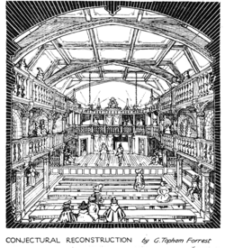 Blackfriars theatre conjectural reconstruction 1921