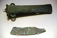 Bronze axe & copper knife, Qijia Culture, Gansu