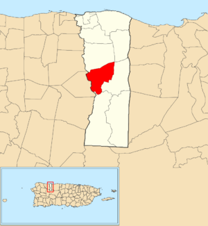 Location of Buena Vista within the municipality of Hatillo shown in red