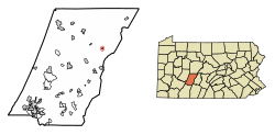 Location of Ashville in Cambria County, Pennsylvania.