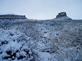 Chaco Canyon Fajada Butte in snow NPS.jpg