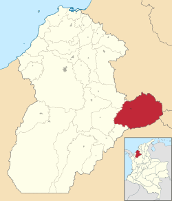 Location of the municipality and town of Ayapel in the Córdoba Department of Colombia.