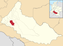 Location of the municipality and town of Milán in the Caquetá Department of Colombia.