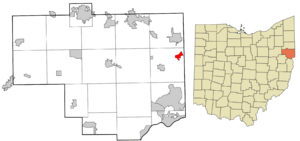 Location of Negley in Columbiana County and in the State of Ohio