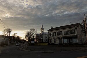The corner of Main Street and Charleston Street in the village of Esperance, New York.
