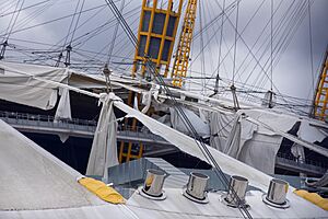 Damage to The O2 Arena's tent caused by Storm Eunice