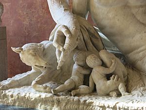 Details of Romulus and Remus on the allegory of Tiber