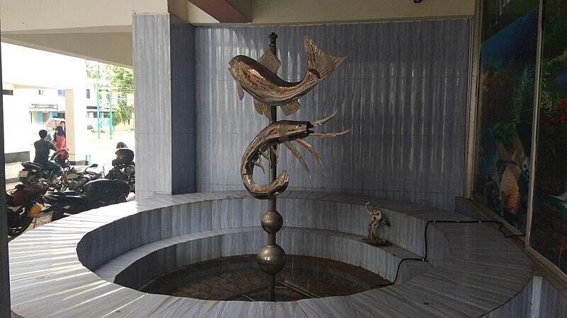 Fisheries building sculpture