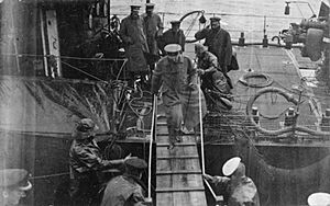 Kitchener boarding HMS Iron Duke 5 June 1916 IWM HU 66128