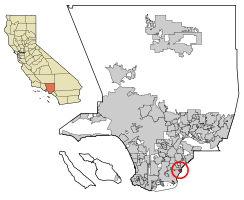 Location of Hawaiian Gardens in Los Angeles County, California