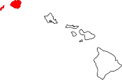 Map of Hawaii highlighting Kauai County