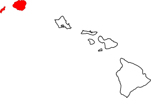 Map of Hawaii highlighting Kauai County
