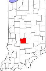 Map of Indiana highlighting Morgan County
