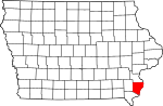 State map highlighting Des Moines County