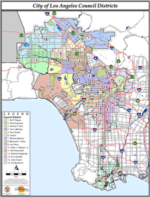 Map of LA City Council Districts