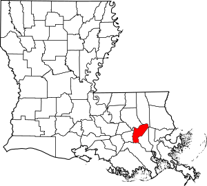 Map of Louisiana highlighting St. John the Baptist Parish