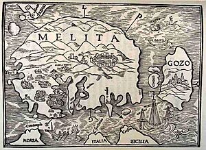 Map of Malta, Jean Quentin d’Autun, 1536