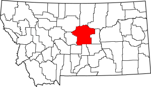 Map of Montana highlighting Fergus County