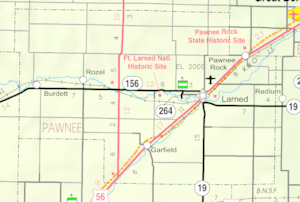 KDOT map of Pawnee County (legend)