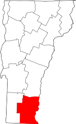 Map of Vermont highlighting Windham County