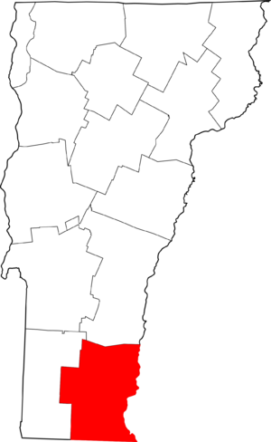 Map of Vermont highlighting Windham County