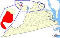 Location of Manassas in Virginia