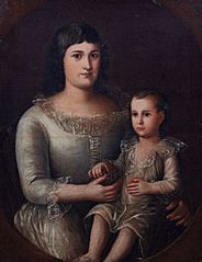 Mother-and-child oil portrait painting by José Francisco Xavier de Salazar y Mendoza