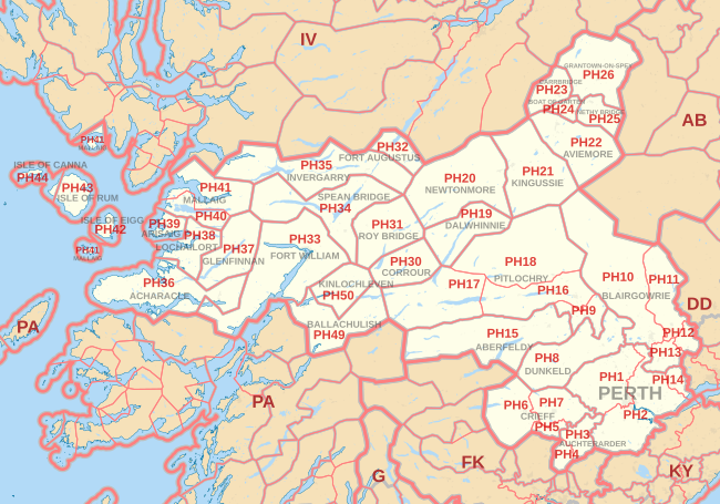 PH postcode area map